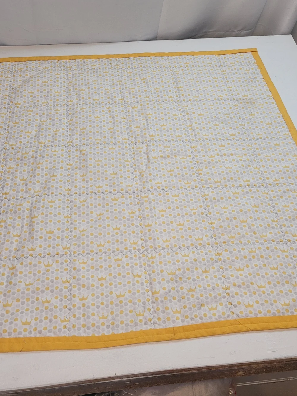 Baby Patchwork Quilted Crib Blanket - Yellow and Gray